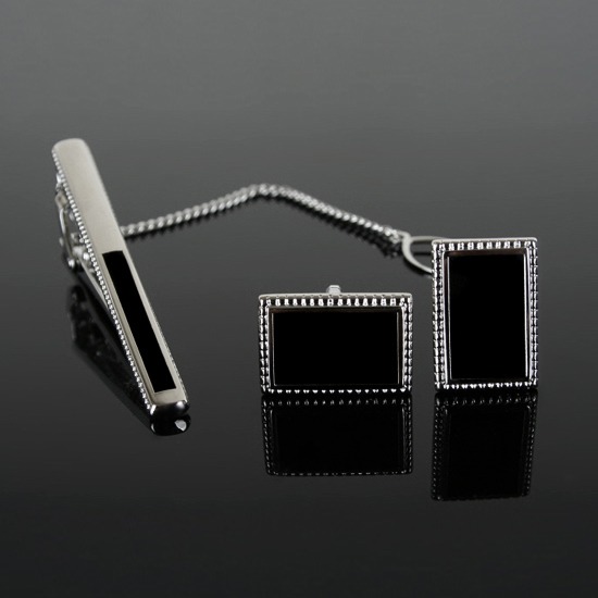 eurohomme No.SS19 black pearl aquare frame sliver set